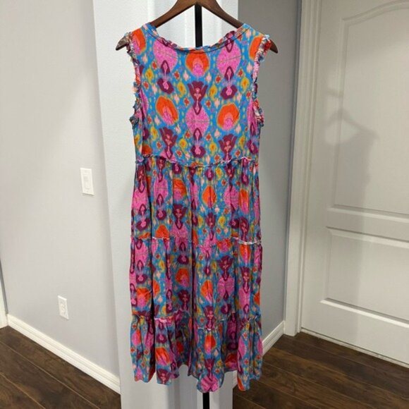 Figue Clara Midi Dress in Colorful Ikat Print Size XS BOHEMIAN Hippie Boho - Picture 9 of 10